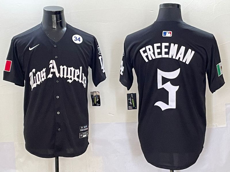Men Los Angeles Dodgers #5 Freeman Black Five generations Joint Name 2025 Nike MLB Jersey style 11